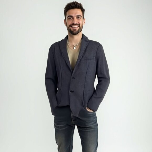 ❤️ Zara Navy Patterned Blazer 40 - Picture 1 of 11